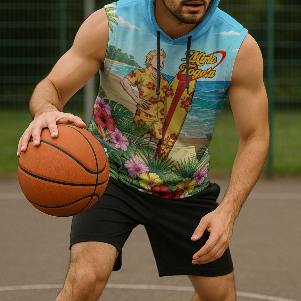 Mirio Togata Summer Chill Sleeveless Hoodie Tropical Anime Surf Scene