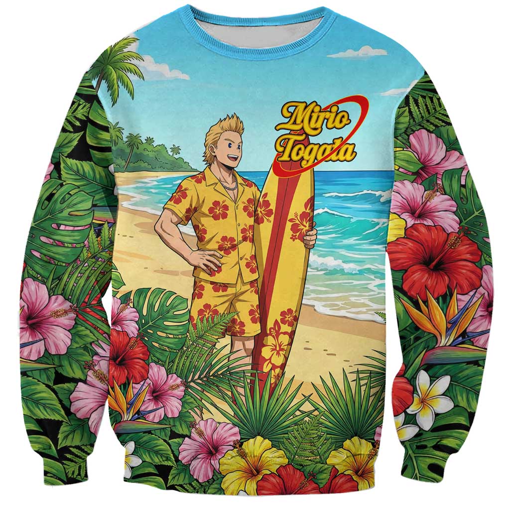 Mirio Togata Summer Chill Sweatshirt Tropical Anime Surf Scene