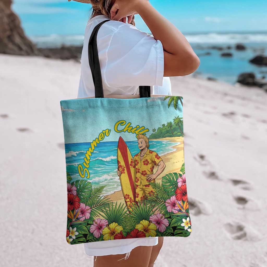 Mirio Togata Summer Chill Tote Bag Tropical Anime Surf Scene