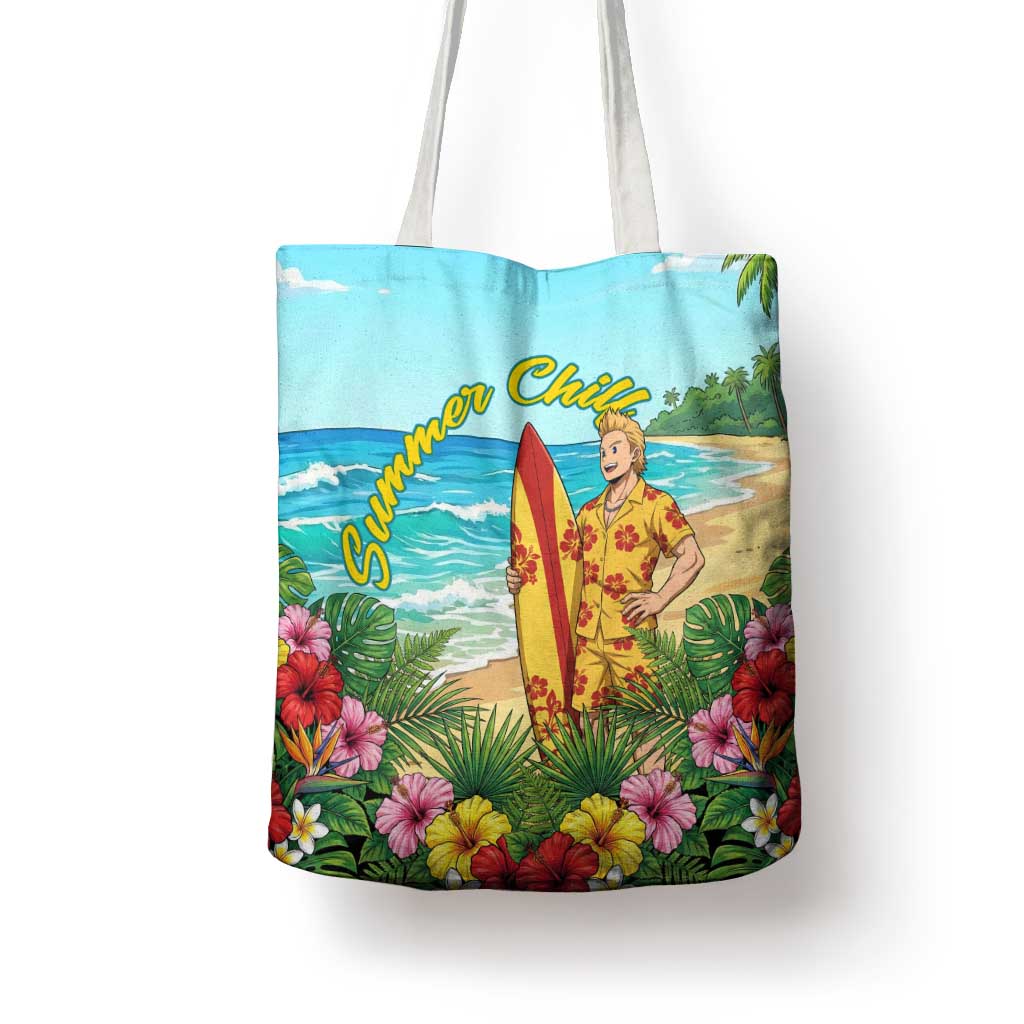 Mirio Togata Summer Chill Tote Bag Tropical Anime Surf Scene