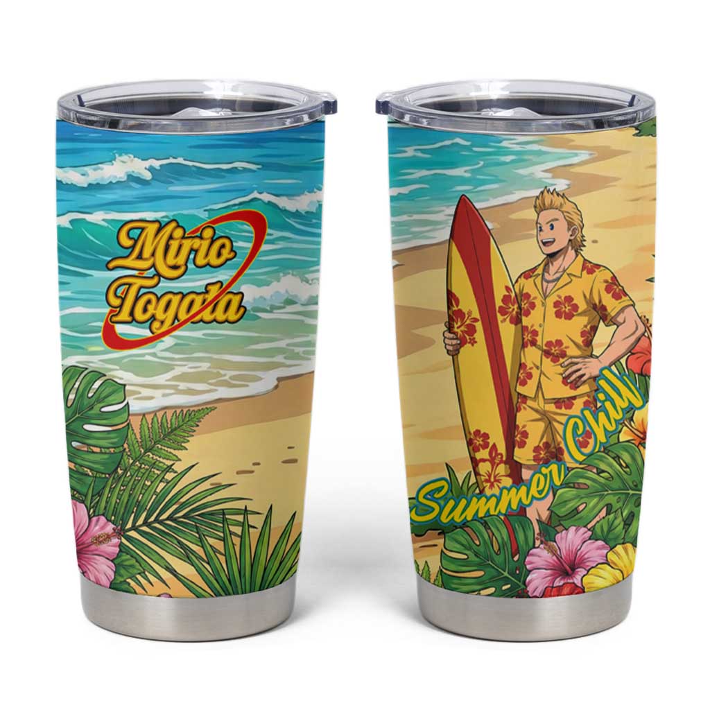 Mirio Togata Summer Chill Tumbler Cup Tropical Anime Surf Scene