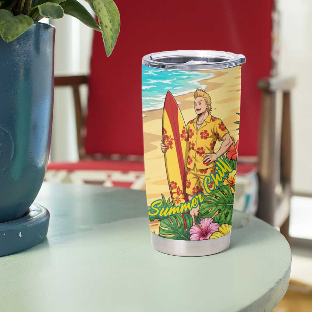 Mirio Togata Summer Chill Tumbler Cup Tropical Anime Surf Scene