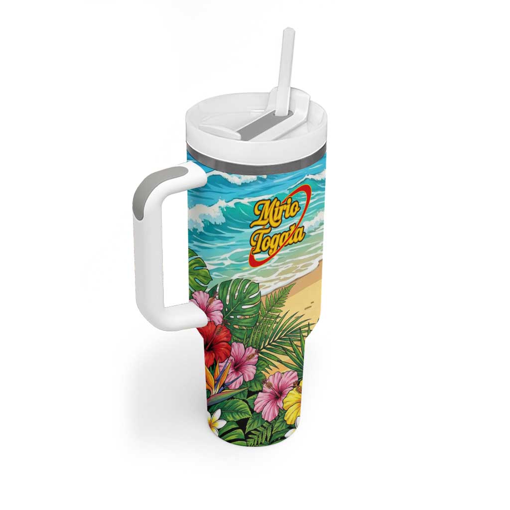 Mirio Togata Summer Chill Tumbler With Handle Tropical Anime Surf Scene