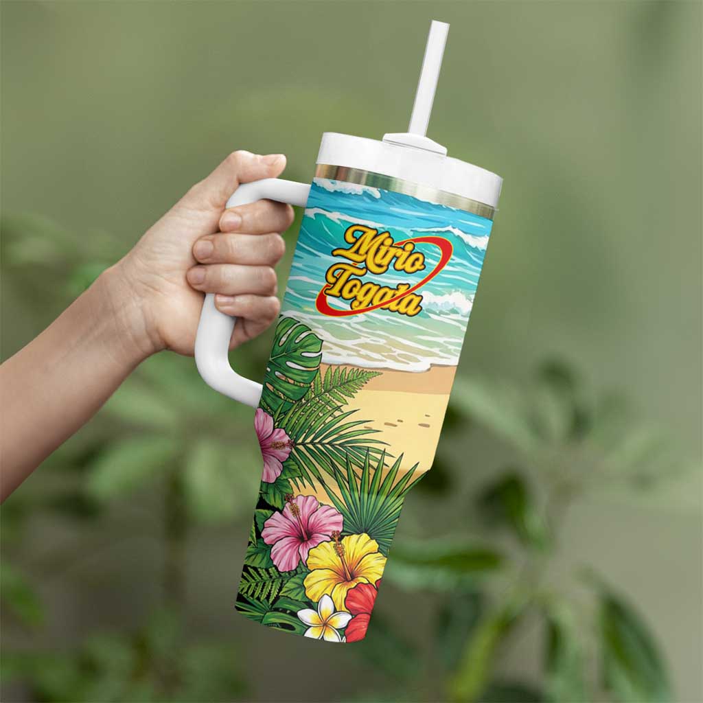 Mirio Togata Summer Chill Tumbler With Handle Tropical Anime Surf Scene