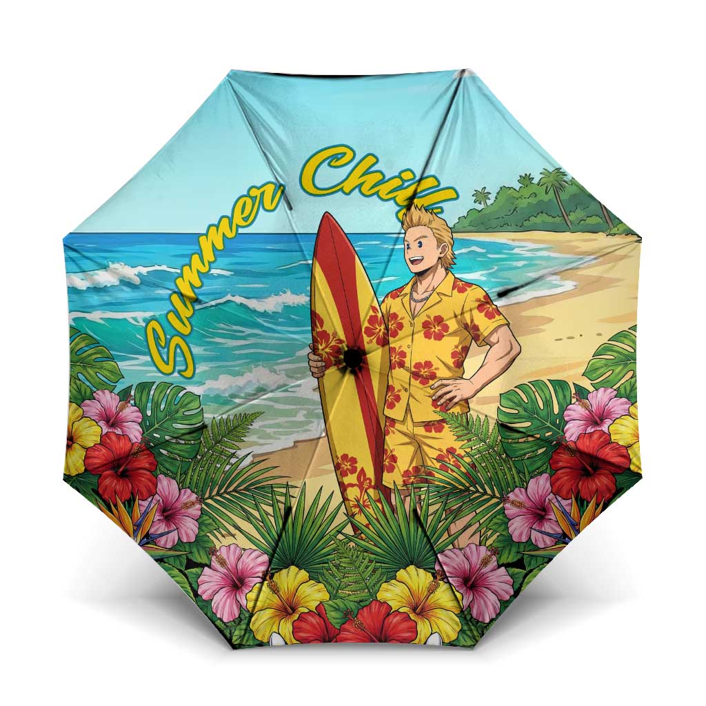 Mirio Togata Summer Chill Umbrella Tropical Anime Surf Scene