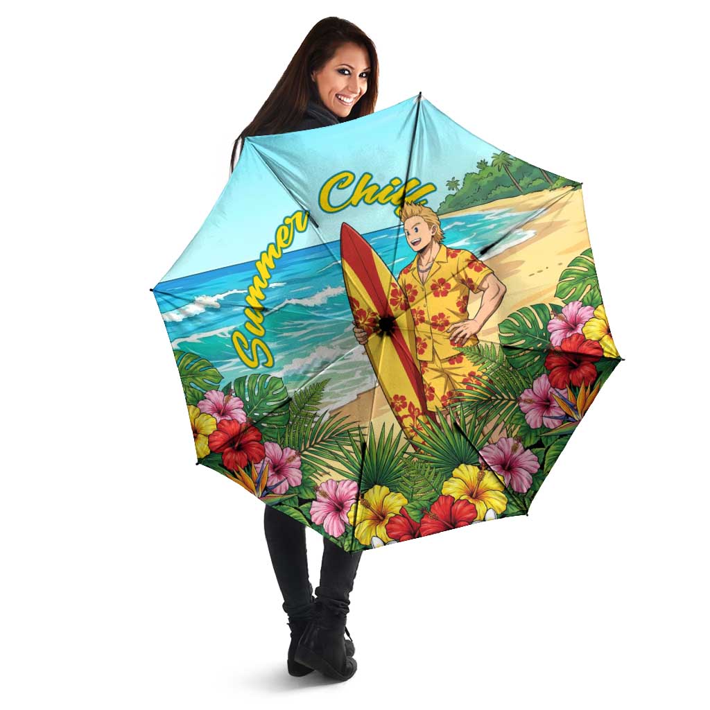 Mirio Togata Summer Chill Umbrella Tropical Anime Surf Scene