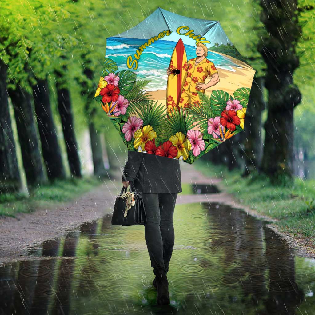 Mirio Togata Summer Chill Umbrella Tropical Anime Surf Scene