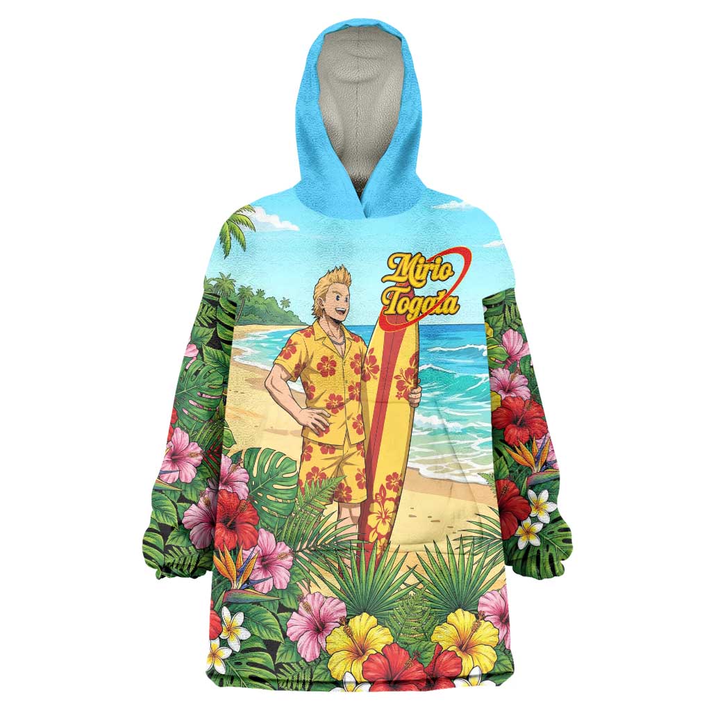 Mirio Togata Summer Chill Wearable Blanket Hoodie Tropical Anime Surf Scene