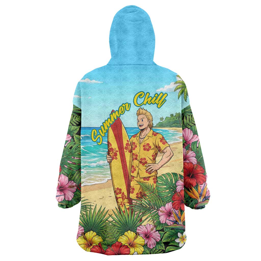 Mirio Togata Summer Chill Wearable Blanket Hoodie Tropical Anime Surf Scene