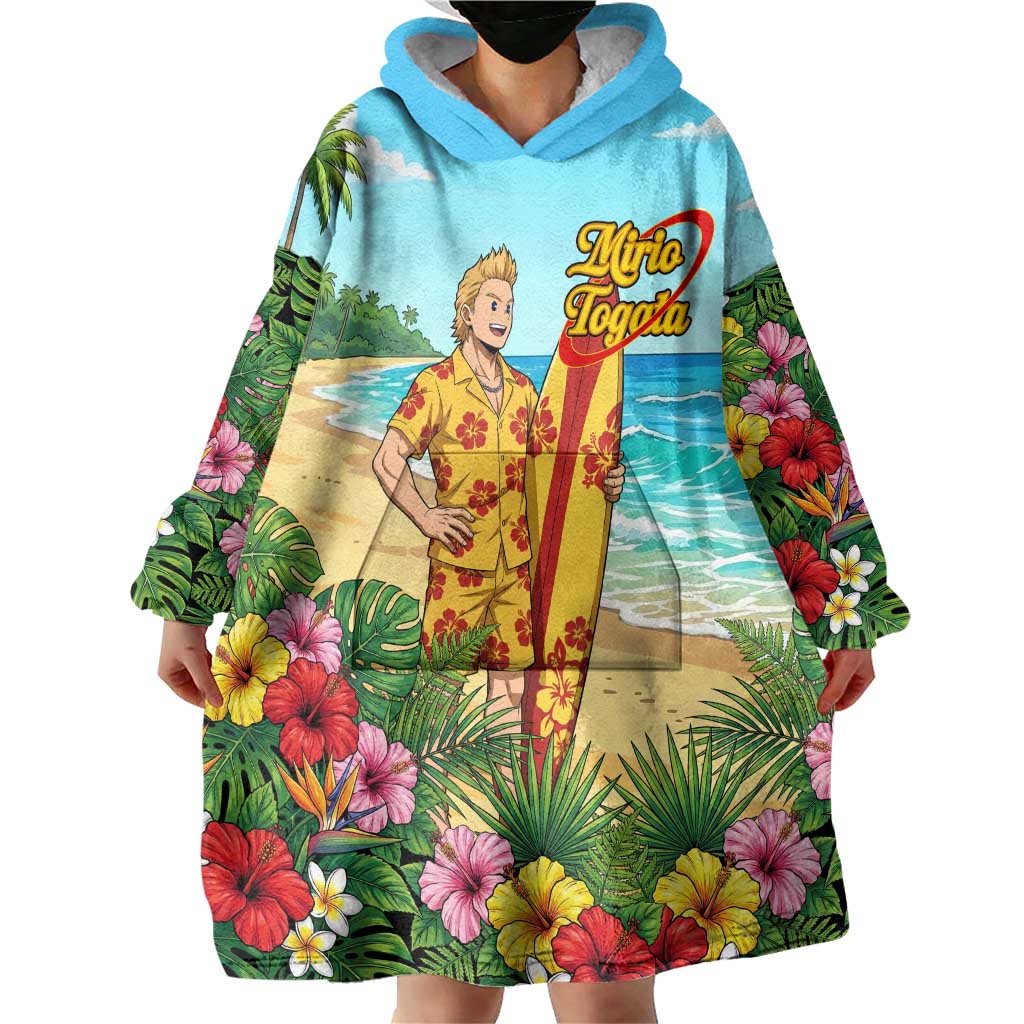 Mirio Togata Summer Chill Wearable Blanket Hoodie Tropical Anime Surf Scene