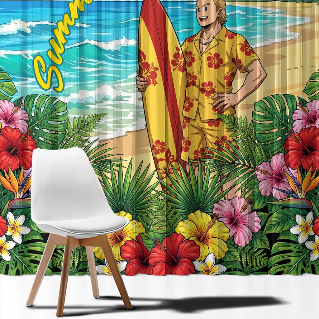 Mirio Togata Summer Chill Window Curtain Tropical Anime Surf Scene