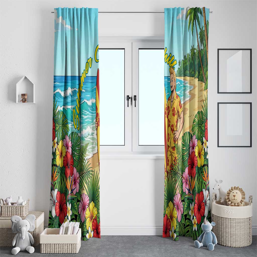 Mirio Togata Summer Chill Window Curtain Tropical Anime Surf Scene