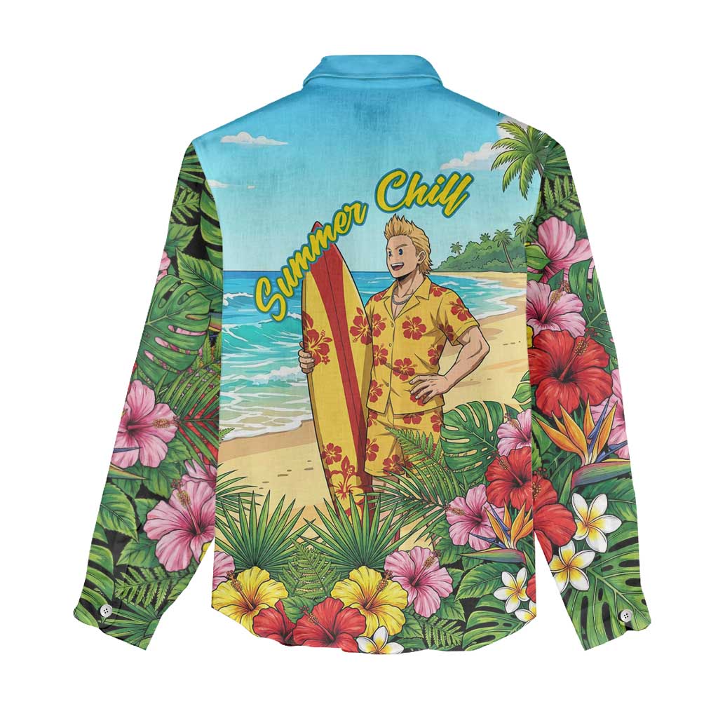 Mirio Togata Summer Chill Women Casual Shirt Tropical Anime Surf Scene
