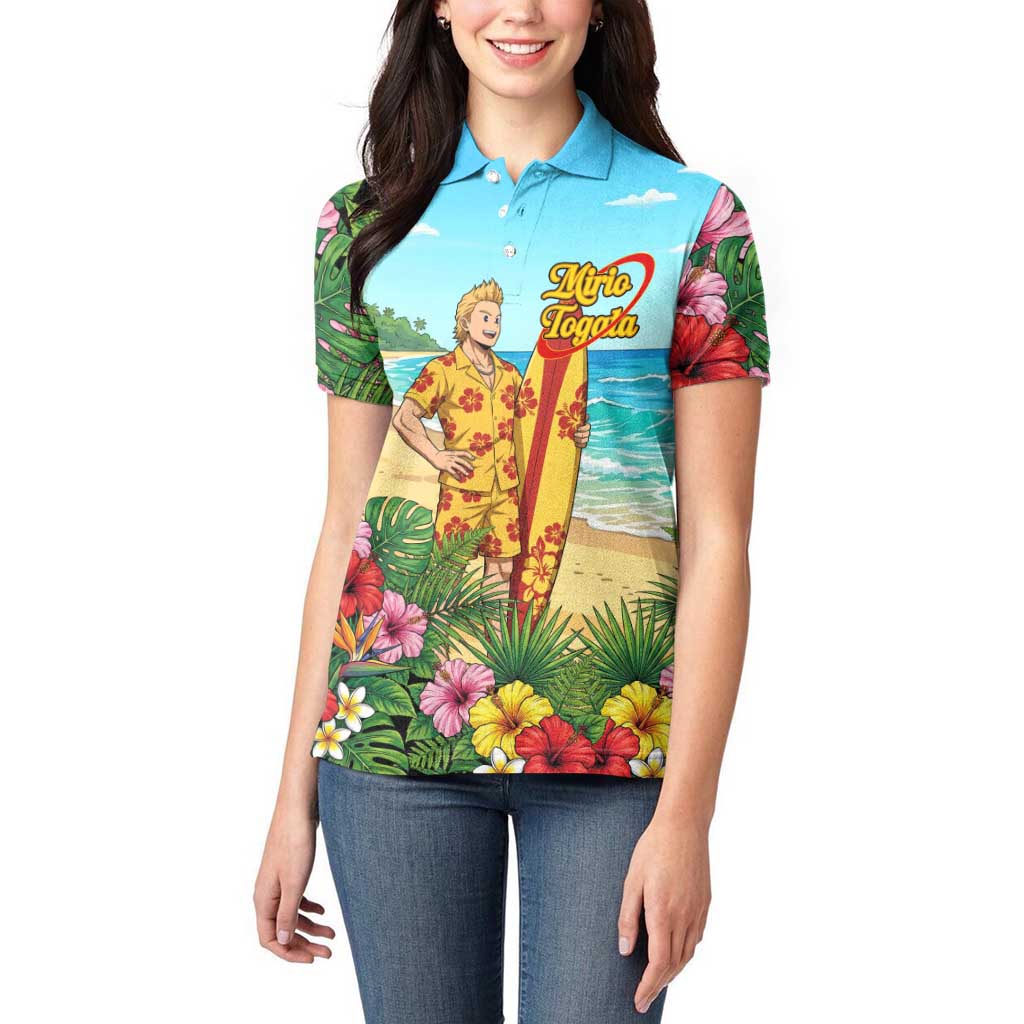 Mirio Togata Summer Chill Women Polo Shirt Tropical Anime Surf Scene