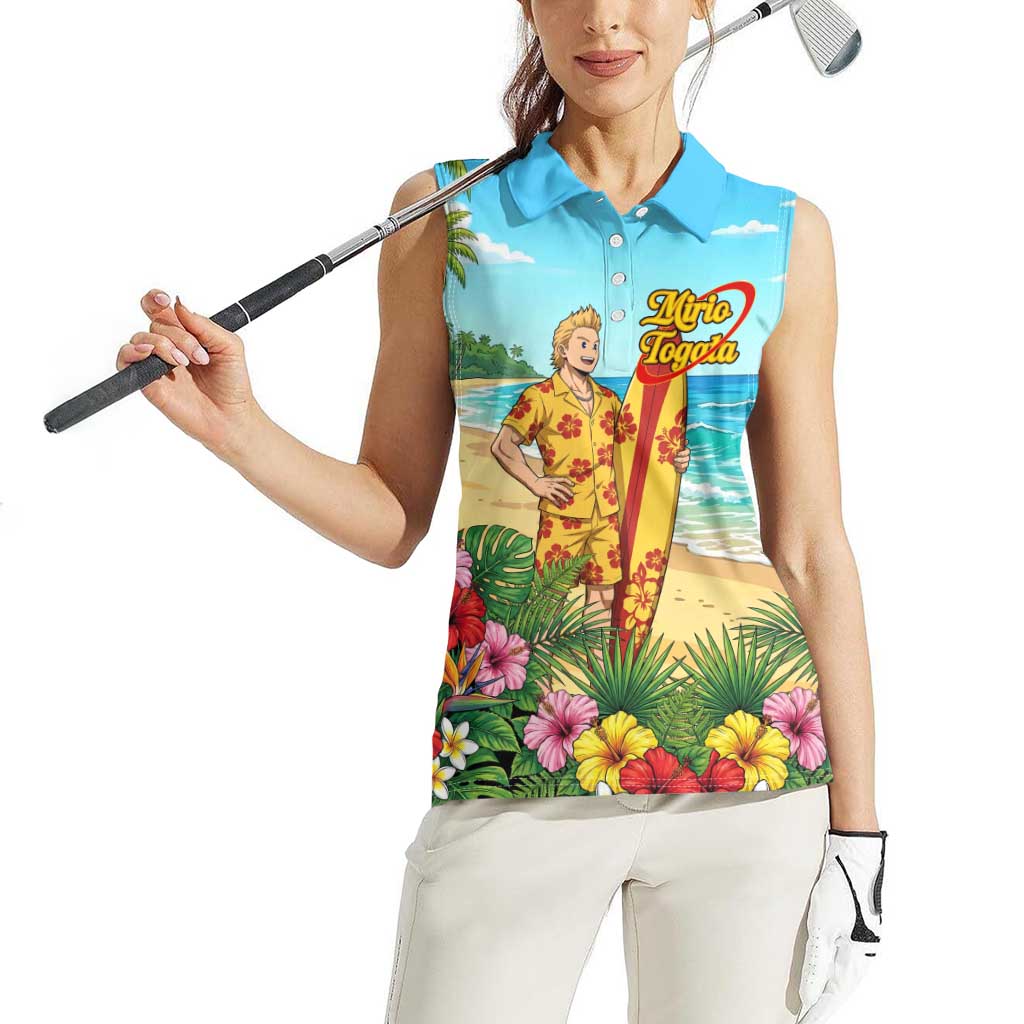Mirio Togata Summer Chill Women Sleeveless Polo Shirt Tropical Anime Surf Scene