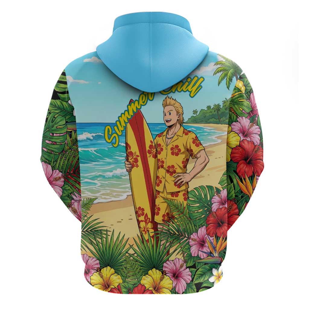 Mirio Togata Summer Chill Zip Hoodie Tropical Anime Surf Scene