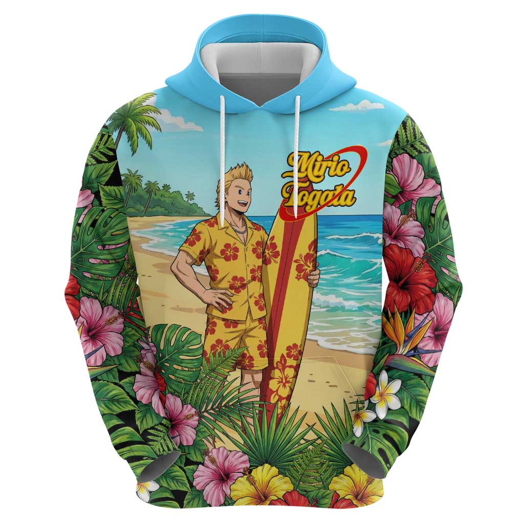 Mirio Togata Summer Chill Zip Hoodie Tropical Anime Surf Scene