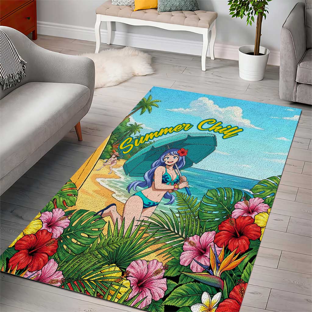 Nejire Hado Summer Chill Area Rug Tropical Anime Surfside Art