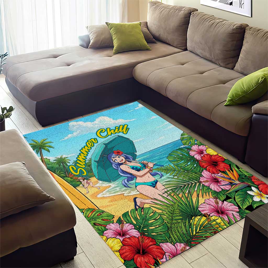 Nejire Hado Summer Chill Area Rug Tropical Anime Surfside Art