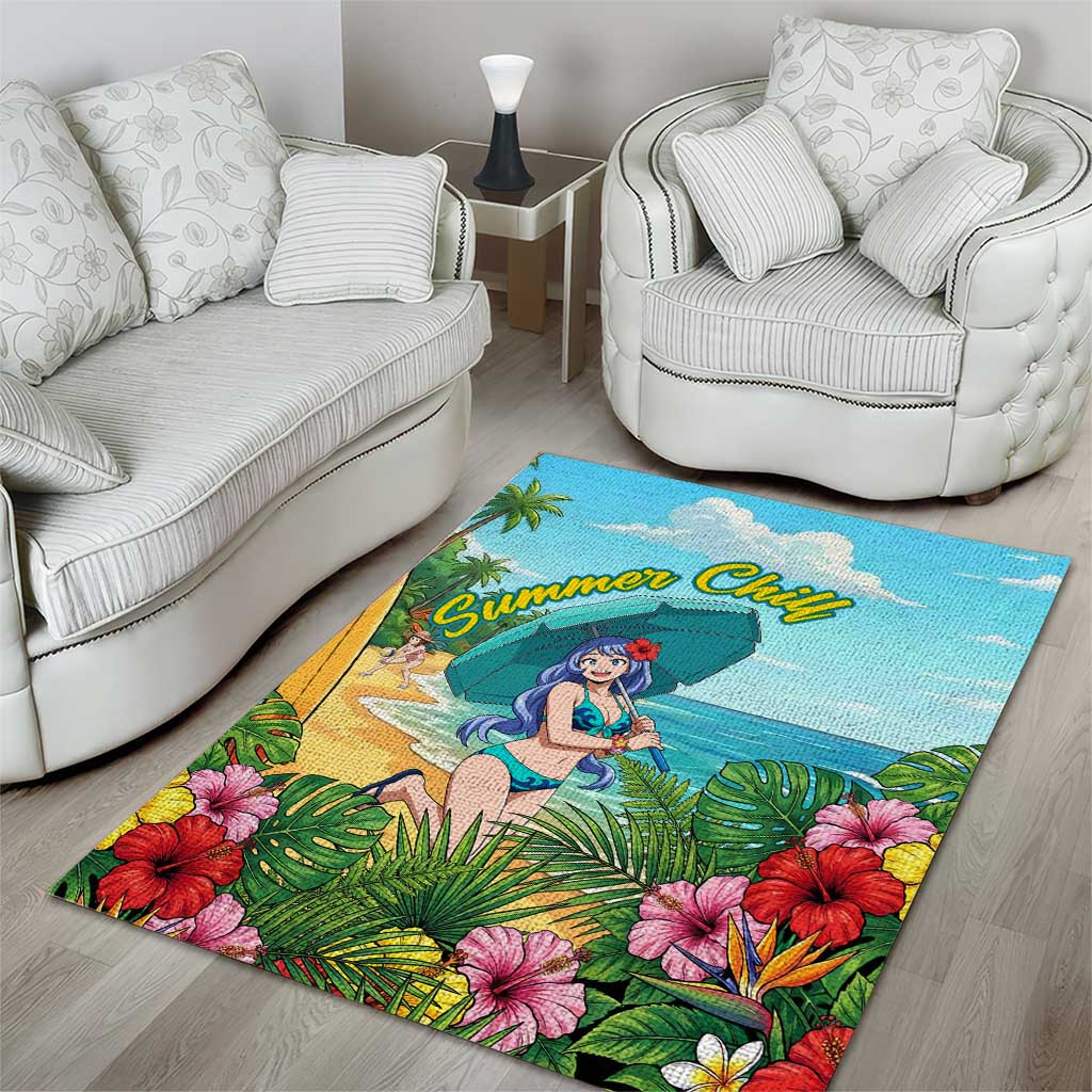 Nejire Hado Summer Chill Area Rug Tropical Anime Surfside Art