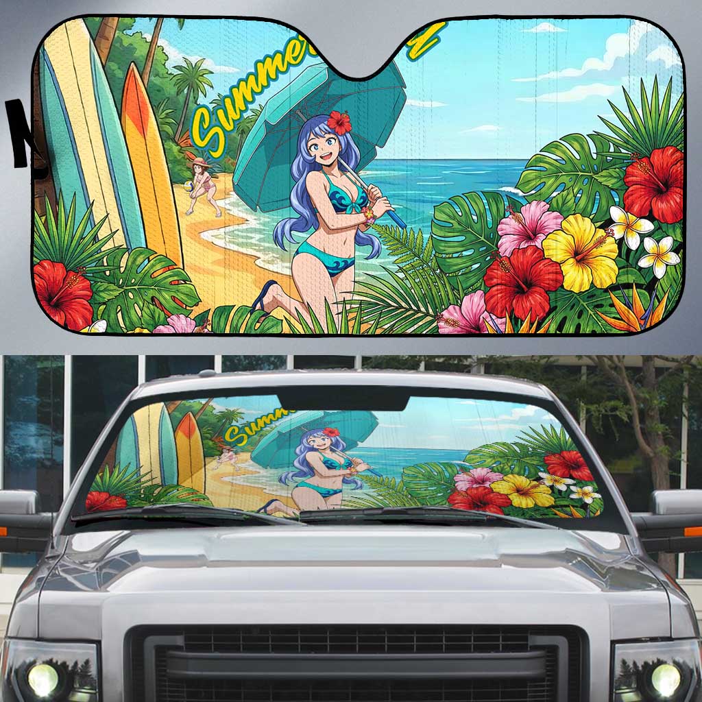 Nejire Hado Summer Chill Auto Sun Shade Tropical Anime Surfside Art