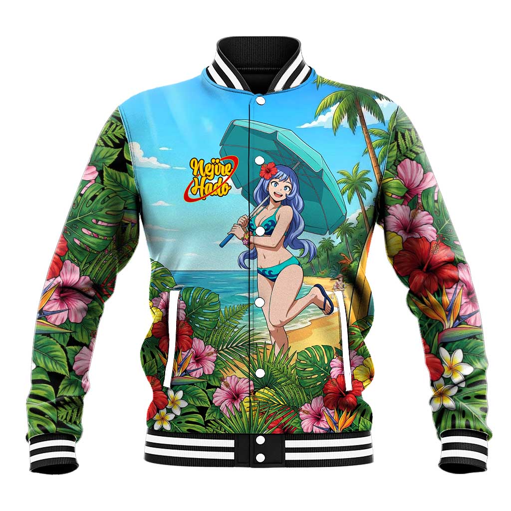 Nejire Hado Summer Chill Baseball Jacket Tropical Anime Surfside Art