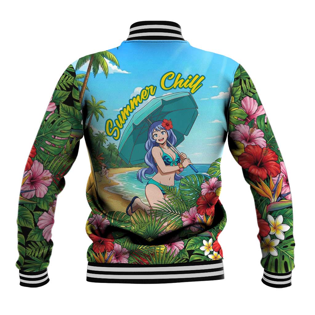 Nejire Hado Summer Chill Baseball Jacket Tropical Anime Surfside Art