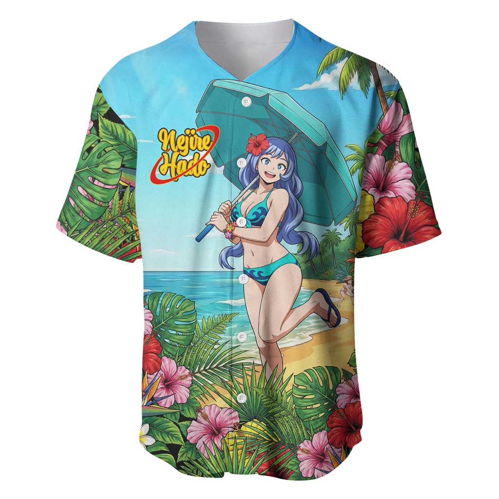 Nejire Hado Summer Chill Baseball Jersey Tropical Anime Surfside Art