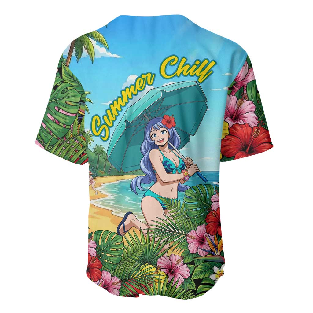 Nejire Hado Summer Chill Baseball Jersey Tropical Anime Surfside Art