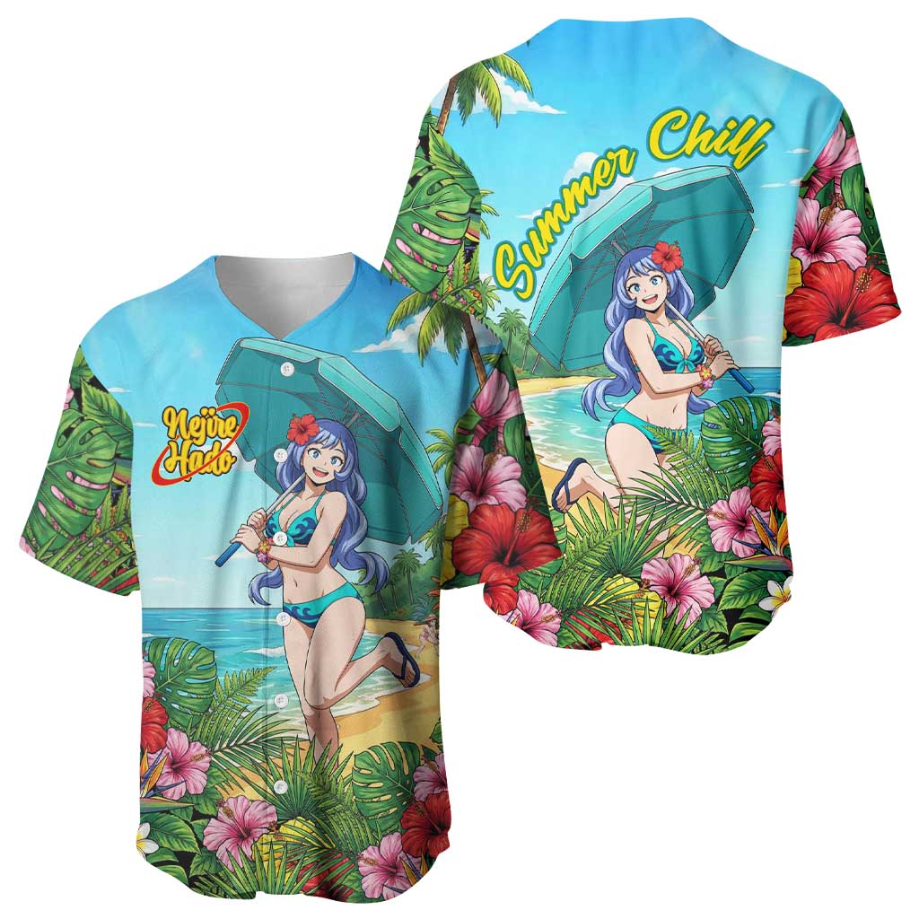 Nejire Hado Summer Chill Baseball Jersey Tropical Anime Surfside Art