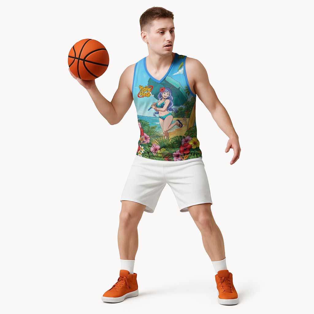 Nejire Hado Summer Chill Basketball Jersey Tropical Anime Surfside Art