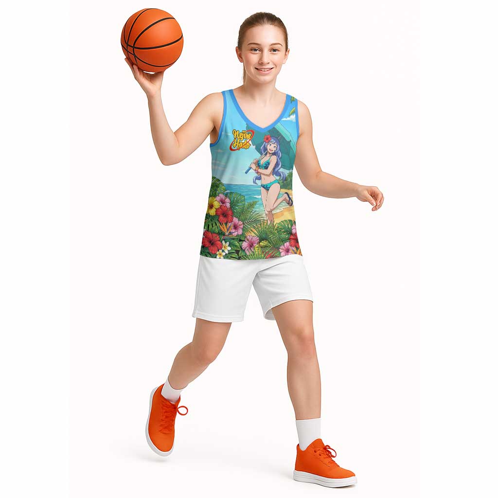 Nejire Hado Summer Chill Basketball Jersey Tropical Anime Surfside Art