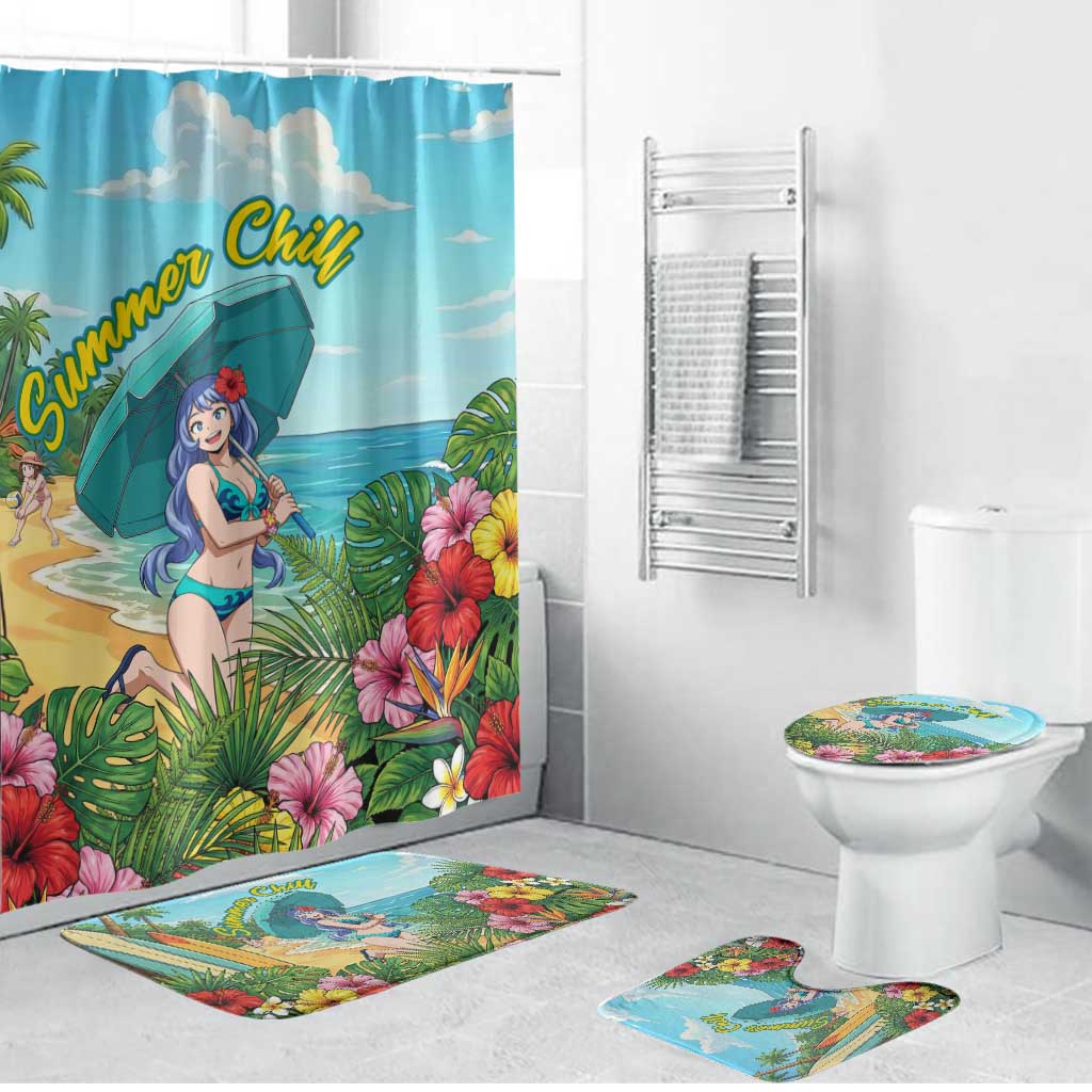 Nejire Hado Summer Chill Bathroom Set Tropical Anime Surfside Art