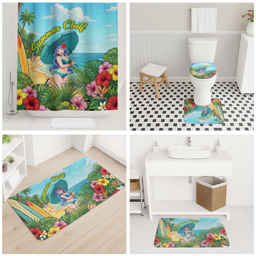 Nejire Hado Summer Chill Bathroom Set Tropical Anime Surfside Art