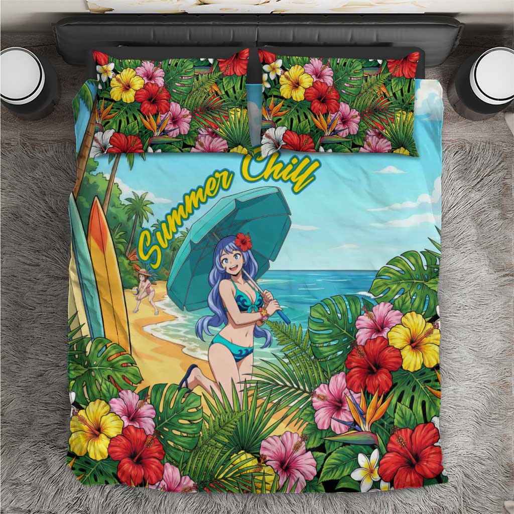 Nejire Hado Summer Chill Bedding Set Tropical Anime Surfside Art