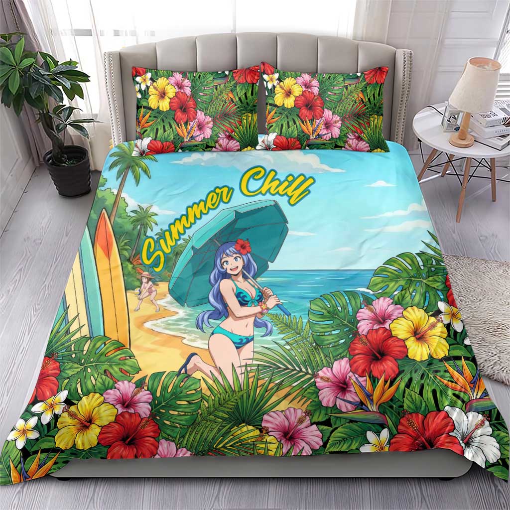 Nejire Hado Summer Chill Bedding Set Tropical Anime Surfside Art