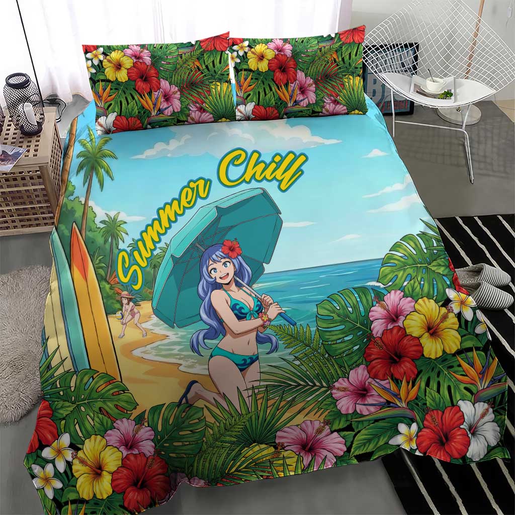 Nejire Hado Summer Chill Bedding Set Tropical Anime Surfside Art