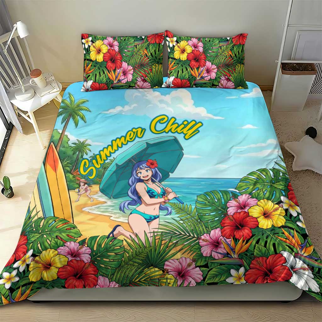 Nejire Hado Summer Chill Bedding Set Tropical Anime Surfside Art