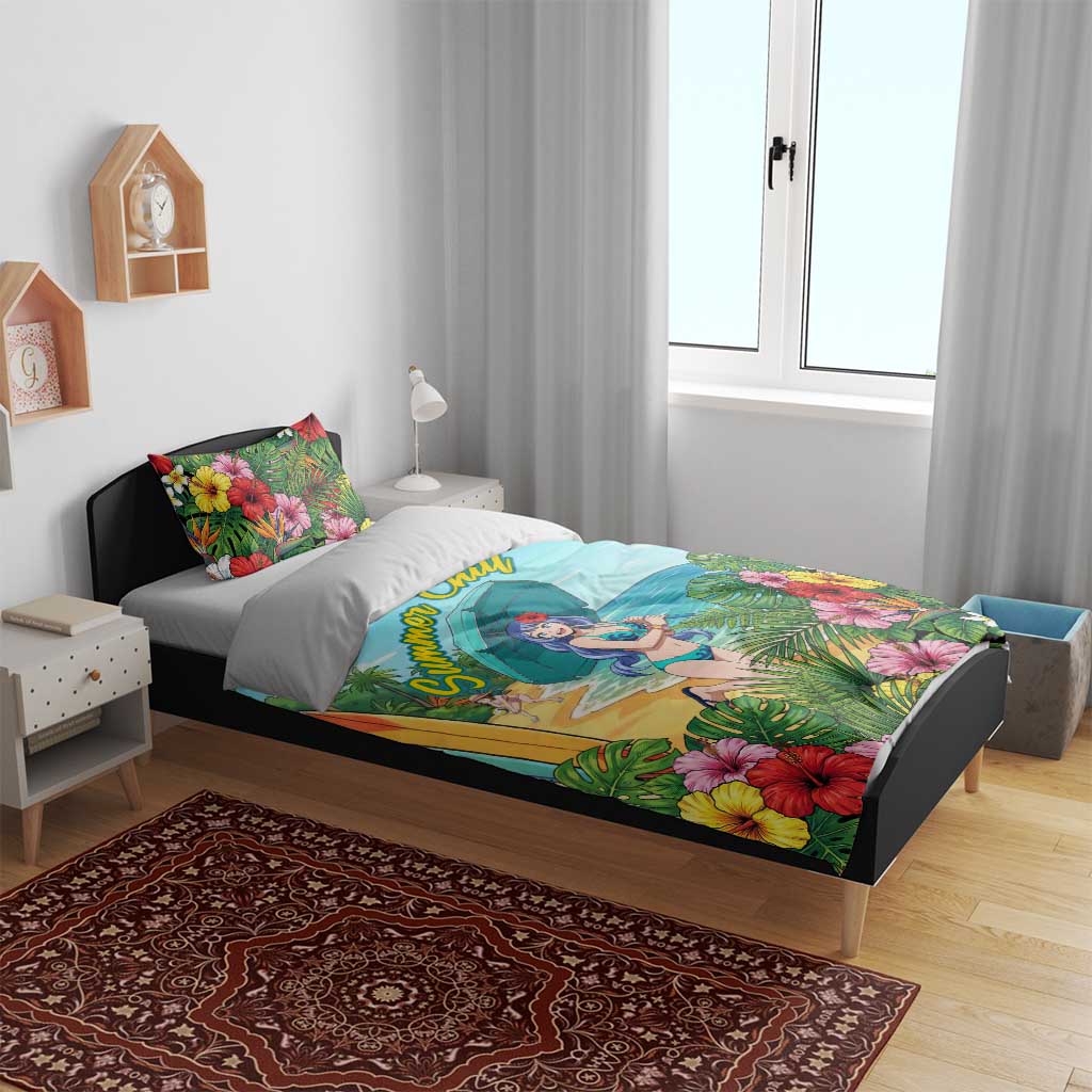 Nejire Hado Summer Chill Bedding Set Tropical Anime Surfside Art