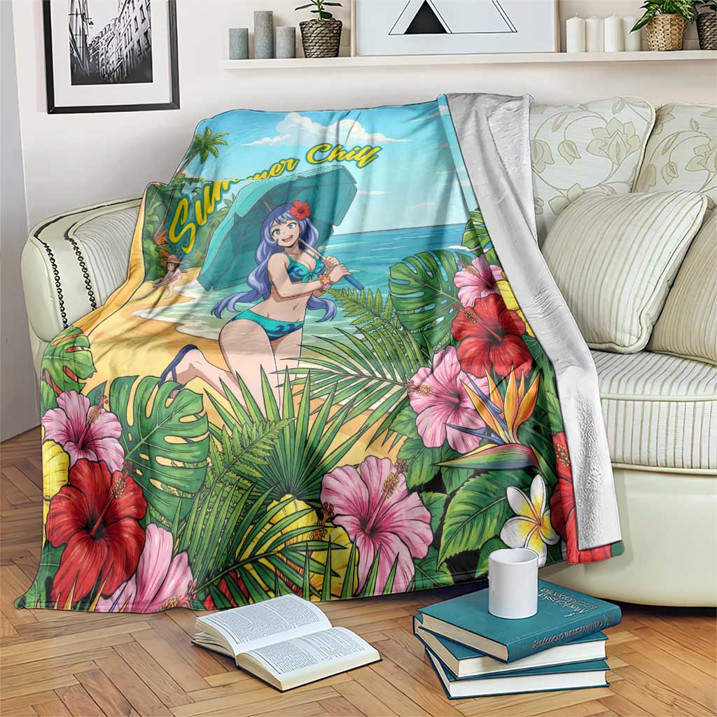 Nejire Hado Summer Chill Blanket Tropical Anime Surfside Art