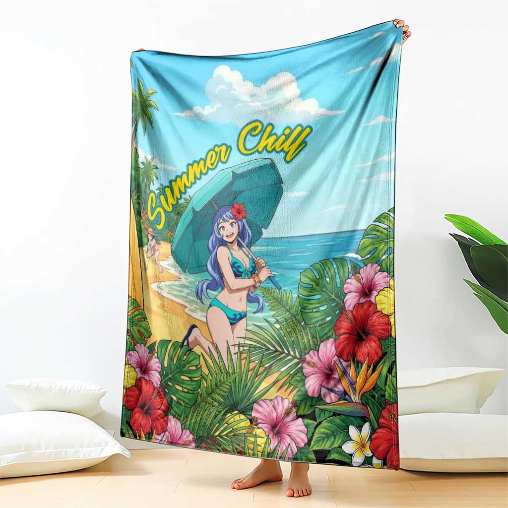 Nejire Hado Summer Chill Blanket Tropical Anime Surfside Art