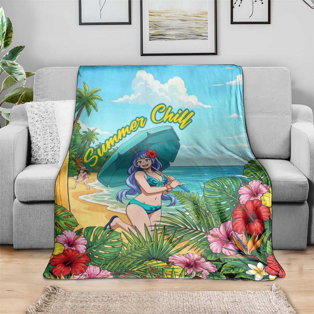 Nejire Hado Summer Chill Blanket Tropical Anime Surfside Art