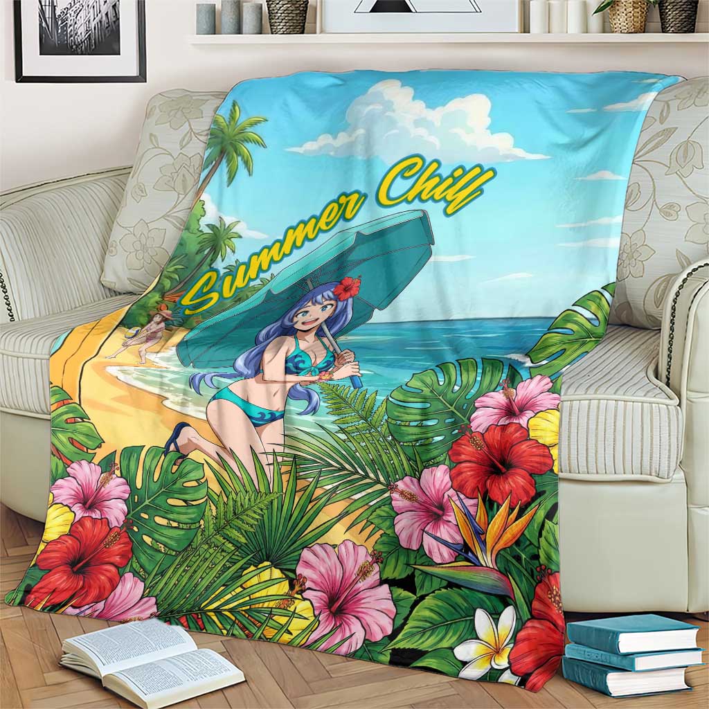 Nejire Hado Summer Chill Blanket Tropical Anime Surfside Art