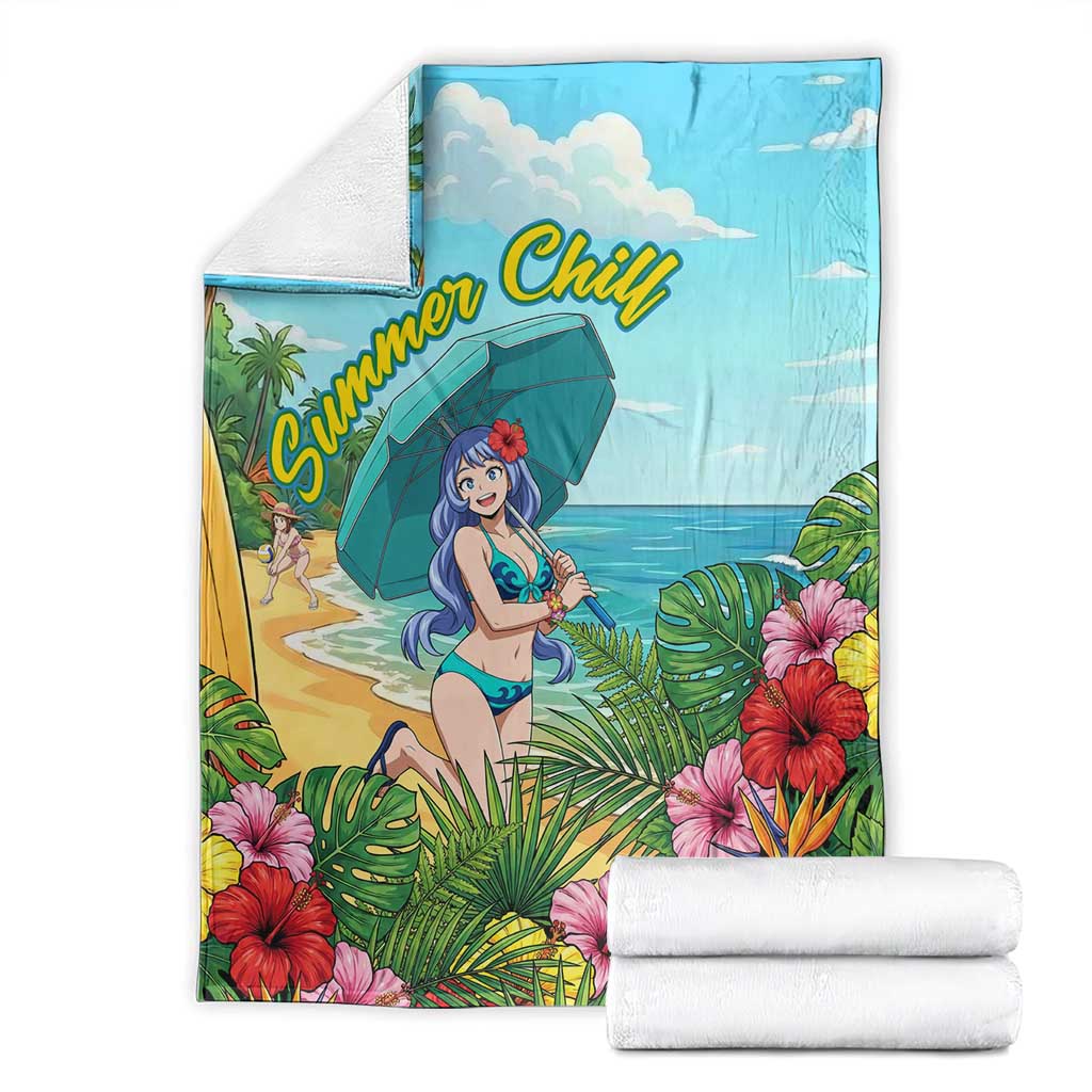 Nejire Hado Summer Chill Blanket Tropical Anime Surfside Art