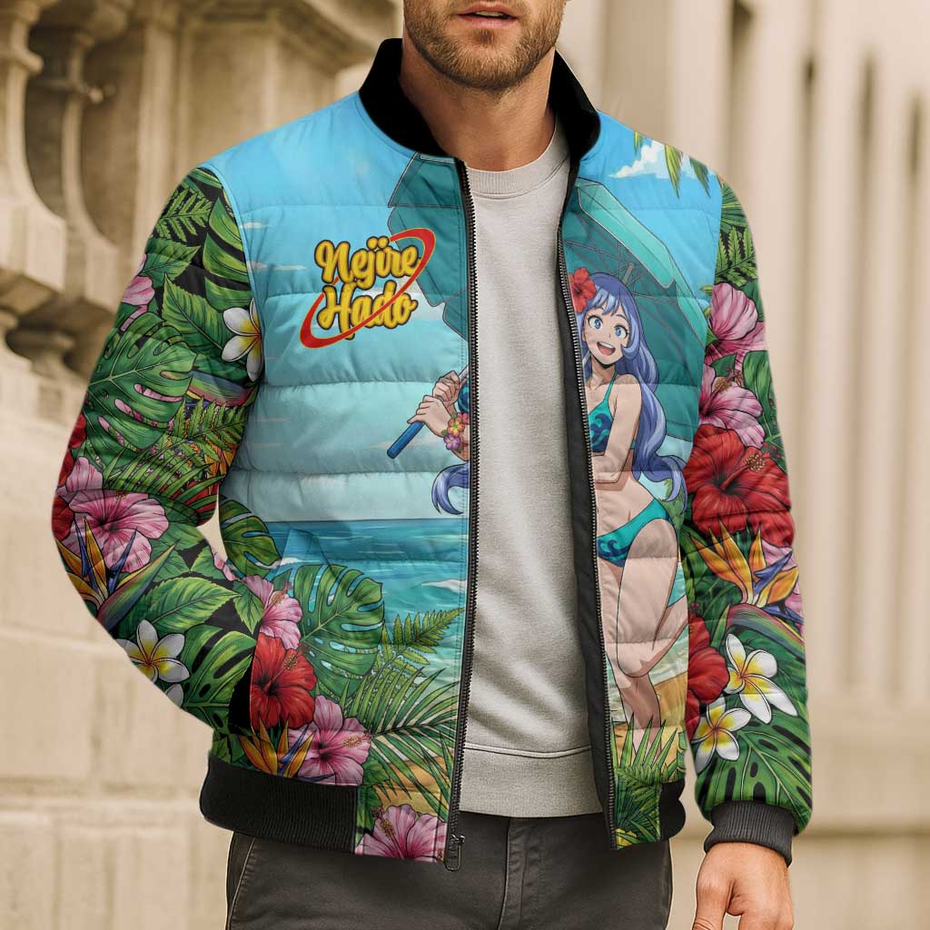 Nejire Hado Summer Chill Bomber Puffer Jacket Tropical Anime Surfside Art