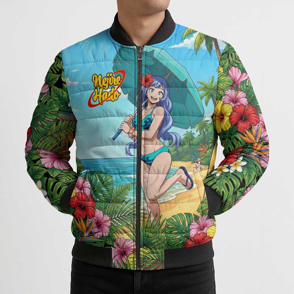 Nejire Hado Summer Chill Bomber Puffer Jacket Tropical Anime Surfside Art