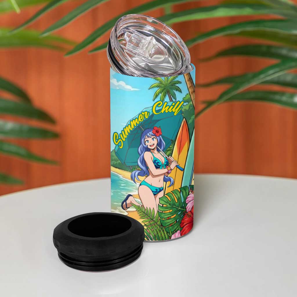 Nejire Hado Summer Chill 4 in 1 Can Cooler Tumbler Tropical Anime Surfside Art
