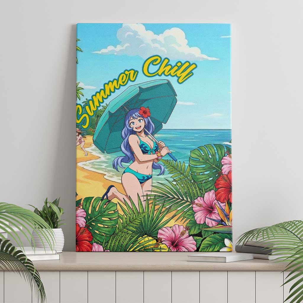 Nejire Hado Summer Chill Canvas Wall Art Tropical Anime Surfside Art