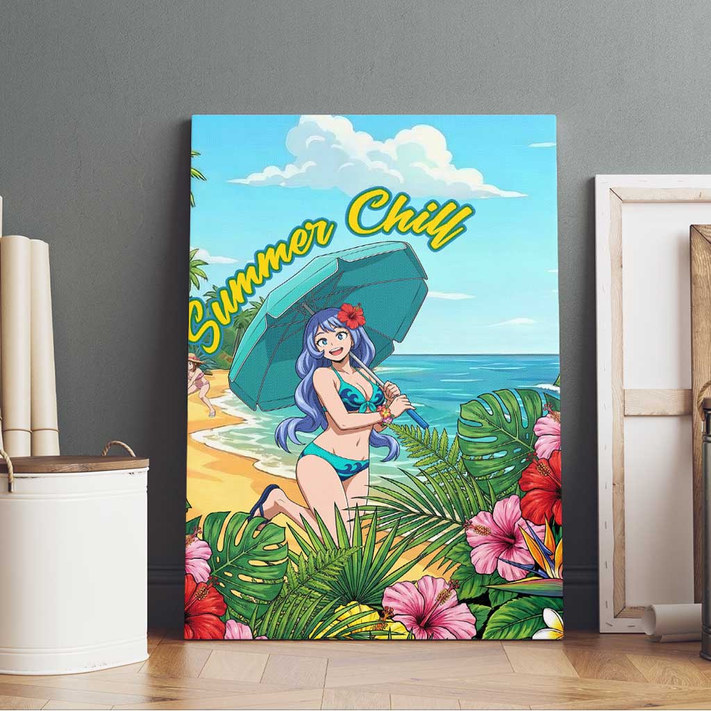 Nejire Hado Summer Chill Canvas Wall Art Tropical Anime Surfside Art