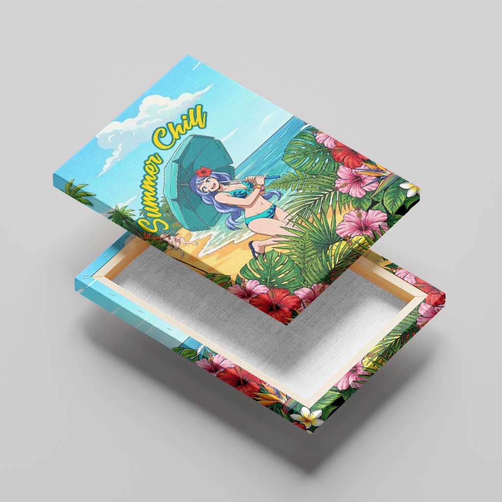 Nejire Hado Summer Chill Canvas Wall Art Tropical Anime Surfside Art